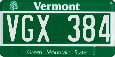 VT license plate VGX384