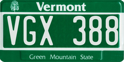 VT license plate VGX388