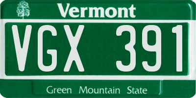VT license plate VGX391