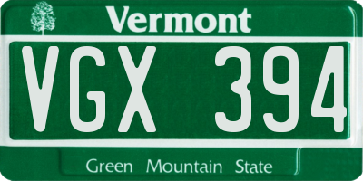 VT license plate VGX394