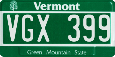 VT license plate VGX399