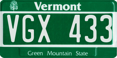 VT license plate VGX433