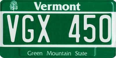 VT license plate VGX450
