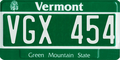 VT license plate VGX454