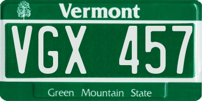 VT license plate VGX457