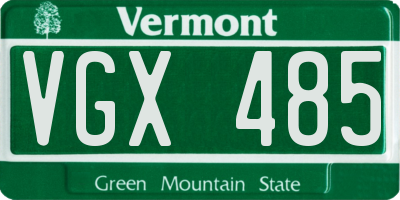 VT license plate VGX485
