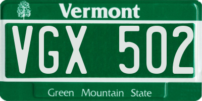 VT license plate VGX502