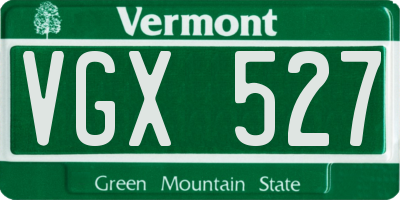 VT license plate VGX527