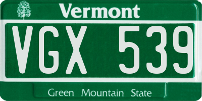 VT license plate VGX539
