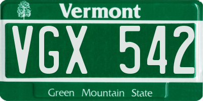 VT license plate VGX542