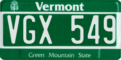 VT license plate VGX549