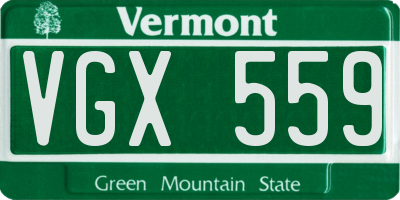 VT license plate VGX559