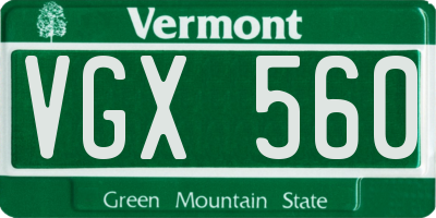 VT license plate VGX560
