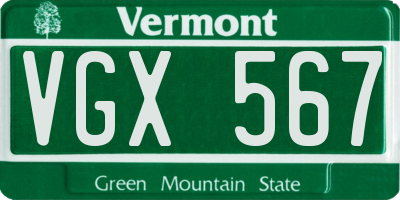 VT license plate VGX567