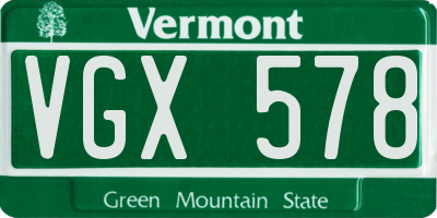 VT license plate VGX578
