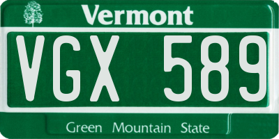 VT license plate VGX589