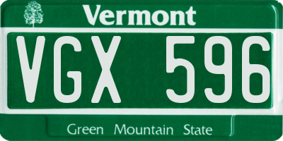 VT license plate VGX596