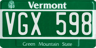 VT license plate VGX598