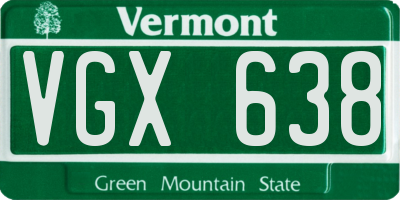 VT license plate VGX638