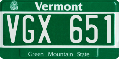 VT license plate VGX651