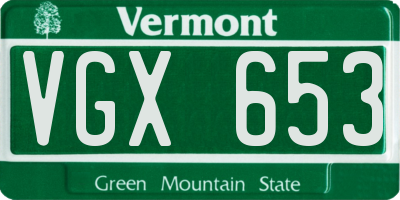 VT license plate VGX653