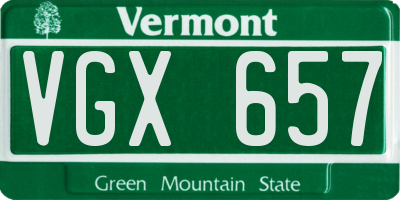 VT license plate VGX657