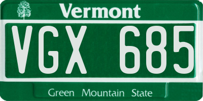 VT license plate VGX685