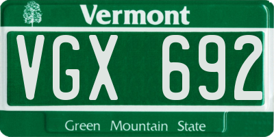 VT license plate VGX692