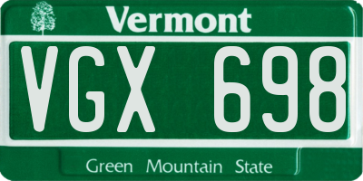 VT license plate VGX698