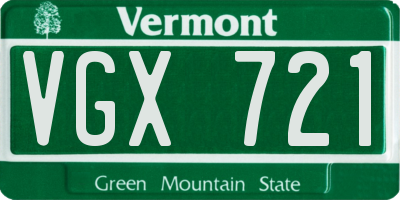 VT license plate VGX721