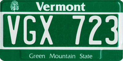 VT license plate VGX723