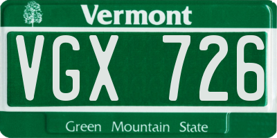VT license plate VGX726