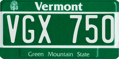 VT license plate VGX750