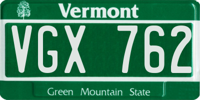 VT license plate VGX762