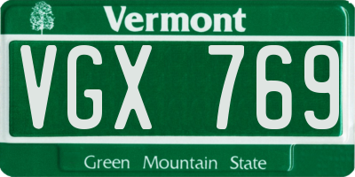 VT license plate VGX769