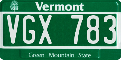 VT license plate VGX783
