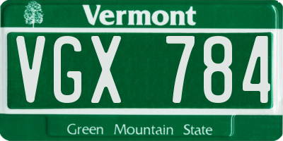 VT license plate VGX784