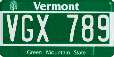 VT license plate VGX789