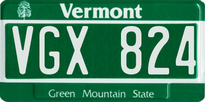 VT license plate VGX824