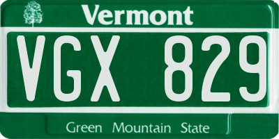 VT license plate VGX829