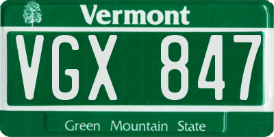 VT license plate VGX847