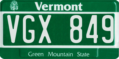 VT license plate VGX849