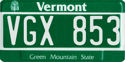 VT license plate VGX853