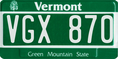 VT license plate VGX870