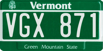 VT license plate VGX871