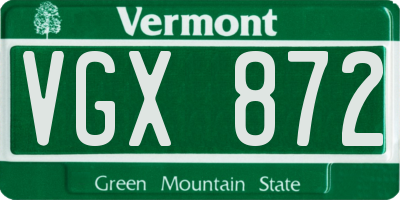 VT license plate VGX872