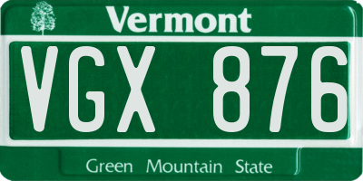 VT license plate VGX876