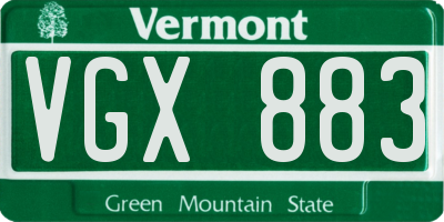 VT license plate VGX883