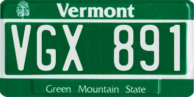 VT license plate VGX891