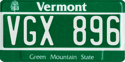 VT license plate VGX896